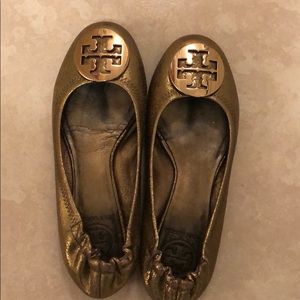 Tory Burch gold flats